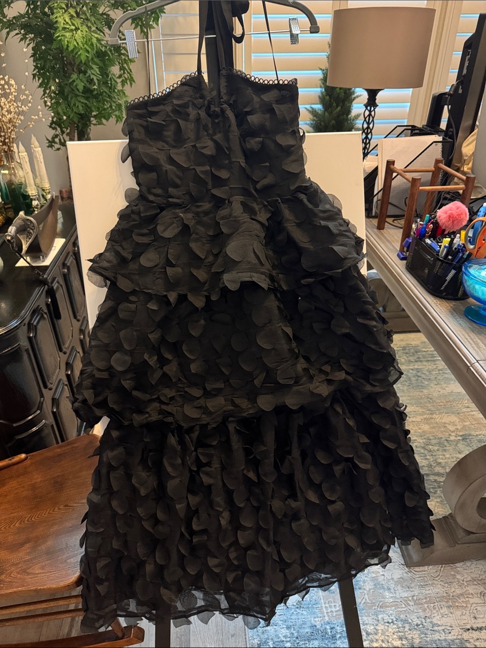 Arose Studio Women’s Black Ruffle 3 Tiered Party Dress